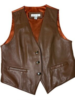 Vintage leather vest Valerie Stevens Leather Vest brown lambskin